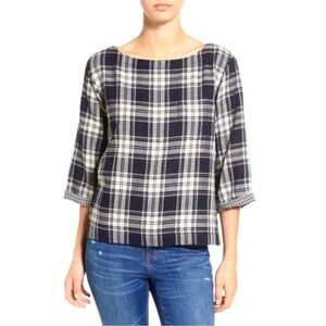 Madewell Plaid Flannel Tee 3/4 Sleeve